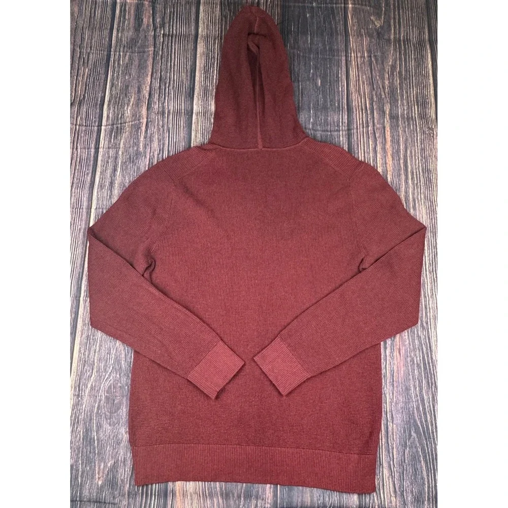 Banana Republic Hooded Sweater XL Burgundy Cotton Waffle Knit Classic Pullover